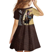 Personalized Name Bull Riding Kid Short Sleeve Dress Cowboy Courage Rodeo