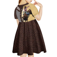 Personalized Name Bull Riding Kid Short Sleeve Dress Cowboy Courage Rodeo
