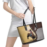 Bull Riding Leather Tote Bag Cowboy Courage Rodeo DT03