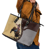 Bull Riding Leather Tote Bag Cowboy Courage Rodeo DT03