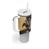 Personalized Name Bull Riding Tumbler With Handle Cowboy Courage Rodeo