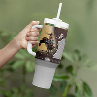 Personalized Name Bull Riding Tumbler With Handle Cowboy Courage Rodeo