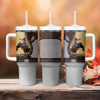 Personalized Name Bull Riding Tumbler With Handle Cowboy Courage Rodeo