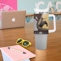 Personalized Name Bull Riding Tumbler With Handle Cowboy Courage Rodeo