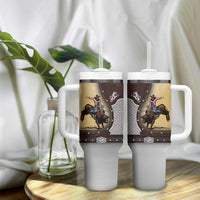 Personalized Name Bull Riding Tumbler With Handle Cowboy Courage Rodeo