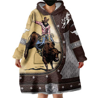 Personalized Name Bull Riding Wearable Blanket Hoodie Cowboy Courage Rodeo - Wonder Print Shop