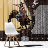 Bull Riding Window Curtain Cowboy Courage Rodeo DT03