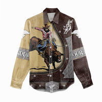 Personalized Name Bull Riding Women Casual Shirt Cowboy Courage Rodeo - Wonder Print Shop