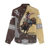 Personalized Name Bull Riding Women Casual Shirt Cowboy Courage Rodeo - Wonder Print Shop