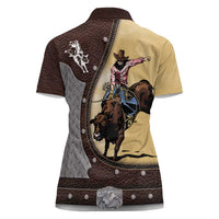 Personalized Name Bull Riding Women Polo Shirt Cowboy Courage Rodeo - Wonder Print Shop