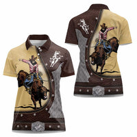 Personalized Name Bull Riding Women Polo Shirt Cowboy Courage Rodeo - Wonder Print Shop