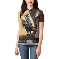 Personalized Name Bull Riding Women Polo Shirt Cowboy Courage Rodeo - Wonder Print Shop