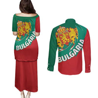 Bulgaria Lion Couples Matching Puletasi and Long Sleeve Button Shirt Bulgarian Coat Of Arms
