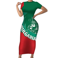 Bulgaria Lion Short Sleeve Bodycon Dress Bulgarian Coat Of Arms