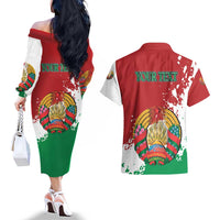 Personalized Belarus Couples Matching Off The Shoulder Long Sleeve Dress and Hawaiian Shirt Special Style