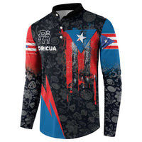 Puerto Rico Button Sweatshirt Boricua PR Flag Style