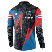 Puerto Rico Button Sweatshirt Boricua PR Flag Style