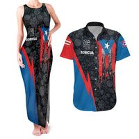 Puerto Rico Couples Matching Tank Maxi Dress and Hawaiian Shirt Boricua PR Flag Style