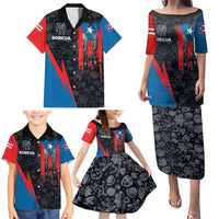 Puerto Rico Family Matching Puletasi and Hawaiian Shirt Boricua PR Flag Style