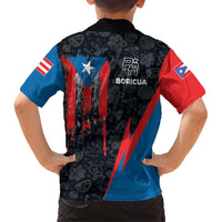 Puerto Rico Family Matching Short Sleeve Bodycon Dress and Hawaiian Shirt Boricua PR Flag Style