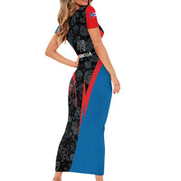 Puerto Rico Family Matching Short Sleeve Bodycon Dress and Hawaiian Shirt Boricua PR Flag Style