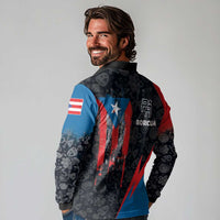 Puerto Rico Long Sleeve Polo Shirt Boricua PR Flag Style