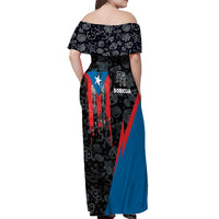 Puerto Rico Off Shoulder Maxi Dress Boricua PR Flag Style