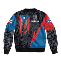 Puerto Rico Sleeve Zip Bomber Jacket Boricua PR Flag Style