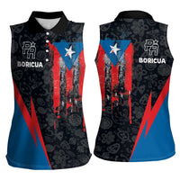Puerto Rico Women Sleeveless Polo Shirt Boricua PR Flag Style