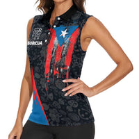 Puerto Rico Women Sleeveless Polo Shirt Boricua PR Flag Style