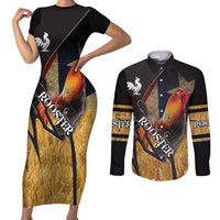 Puerto Rico Rooster Couples Matching Short Sleeve Bodycon Dress and Long Sleeve Button Shirt Gallo Boricua