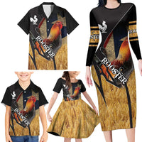 Puerto Rico Rooster Family Matching Long Sleeve Bodycon Dress and Hawaiian Shirt Gallo Boricua