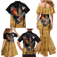 Puerto Rico Rooster Family Matching Mermaid Dress and Hawaiian Shirt Gallo Boricua