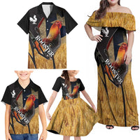 Puerto Rico Rooster Family Matching Off Shoulder Maxi Dress and Hawaiian Shirt Gallo Boricua