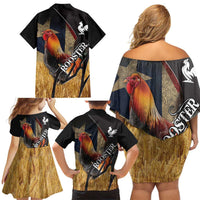 Puerto Rico Rooster Family Matching Off Shoulder Short Dress and Hawaiian Shirt Gallo Boricua