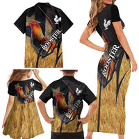 Puerto Rico Rooster Family Matching Short Sleeve Bodycon Dress and Hawaiian Shirt Gallo Boricua