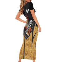 Puerto Rico Rooster Family Matching Short Sleeve Bodycon Dress and Hawaiian Shirt Gallo Boricua