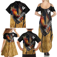 Puerto Rico Rooster Family Matching Summer Maxi Dress and Hawaiian Shirt Gallo Boricua