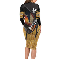 Puerto Rico Rooster Long Sleeve Bodycon Dress Gallo Boricua