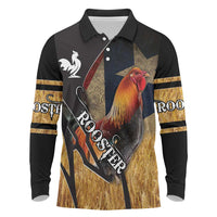 Puerto Rico Rooster Long Sleeve Polo Shirt Gallo Boricua