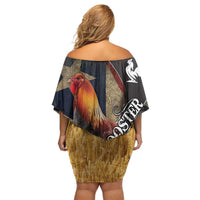 Puerto Rico Rooster Off Shoulder Short Dress Gallo Boricua