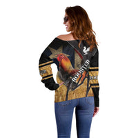 Puerto Rico Rooster Off Shoulder Sweater Gallo Boricua
