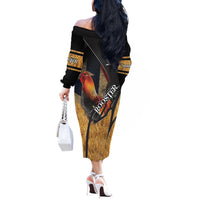Puerto Rico Rooster Off The Shoulder Long Sleeve Dress Gallo Boricua