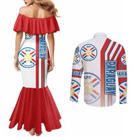 Paraguay Football Couples Matching Mermaid Dress and Long Sleeve Button Shirt La Albirroja Soccer - Road To Champion