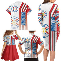 Paraguay Football Family Matching Long Sleeve Bodycon Dress and Hawaiian Shirt La Albirroja Soccer - Road To Champion