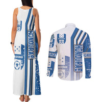 Honduras Football Couples Matching Tank Maxi Dress and Long Sleeve Button Shirt Los Catrachos Soccer - Road To Champion