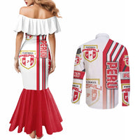 Peru Football Couples Matching Mermaid Dress and Long Sleeve Button Shirt La Bicolor Soccer - Road To Champion