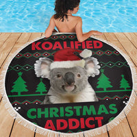 Cute Koala Beach Blanket Koalified Christmas Addict - Wonder Print Shop