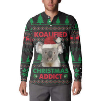 Cute Koala Button Sweatshirt Koalified Christmas Addict - Wonder Print Shop