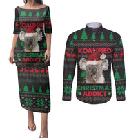 Cute Koala Couples Matching Puletasi and Long Sleeve Button Shirt Koalified Christmas Addict - Wonder Print Shop